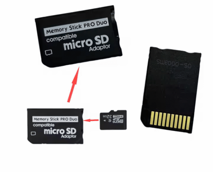 Sony PSP Micro SD to Memory Stick MS Pro Duo Adapter front