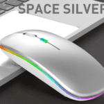 Wireless Bluetooth mouse 2.4G silent rechargeable LED – silver