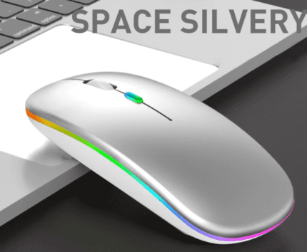 Wireless Bluetooth mouse 2.4G silent rechargeable LED – silver